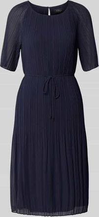 s.Oliver Black Label Tailliertes Chiffonkleid mit Bindegürtel in Marine, Größe 34