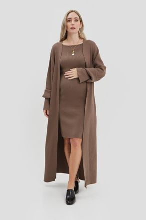 Nom Maternity Emaline Cardigan in Taupe at Nordstrom, Size X-Large