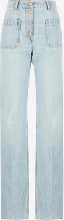 Valentino Womens Jeans With Gold Buttons Blue Cotton