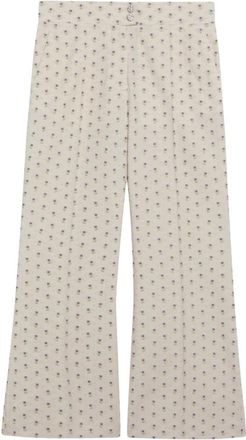 Valentino Garavani Broek Met Bloemdessin - Dames - Wijde Broeken - Beige - S - Leer - Broeken