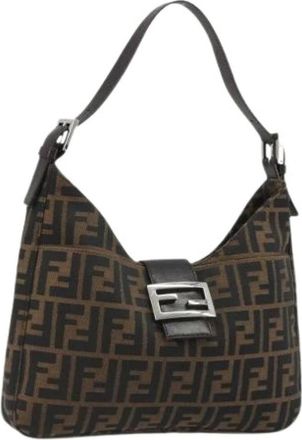 Fendi Pre-owned Vintage Zucca Canvas Shoulder Bag - Dames - Vintage Schoudertas - Bruin - ONE Size - Leer - Vintage