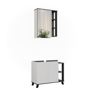 Vicco Conjunto De Muebles De Ba&ntilde;o Karen, Antracita/blanco, 2 Partes