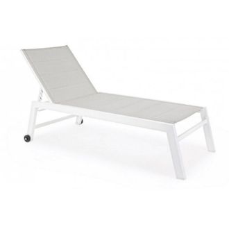 BIZZOTTO Lettino Prendisole Alto Bizzotto Hilde in Alluminio Seduta Imbottita e Ruote Colore Bianco Cloud - 0662914