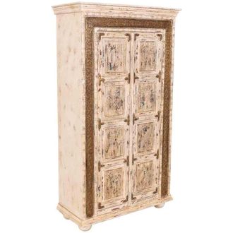 Wanderlust Deco Armario de madera artesanal blanco 100x45x178 cm