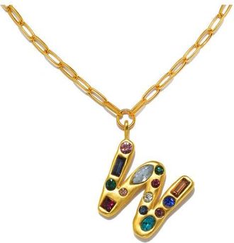 Sequin Emilie Crystal Initial Pendant Necklace in Gold - W at Nordstrom
