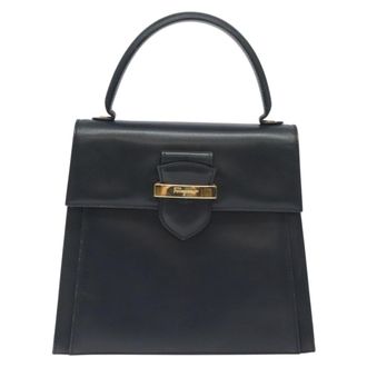 Ferragamo Vintage Leather Black Leather Handbag (Pre-Owned)