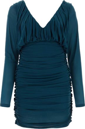 Saint Laurent Teal Green Jersey Mini Dress