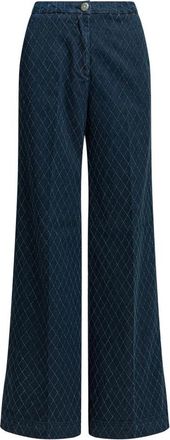 Shaft Diamant-gewatteerde wijde jeans - Dames - Loose Fit Jeans - Blauw - W27 - Katoen - Jeans
