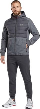 Reebok Regenjas voor heren met effen geribde manchetten (Ijsgrijs)