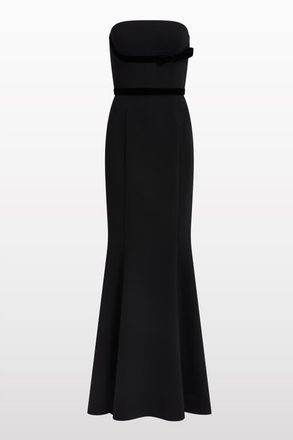 Jenny Packham Pamela Bow-Detail Strapless Maxi Dress in Liquorice at Nordstrom, Size 16 Uk