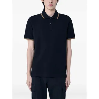 Moncler Ribbed Trim Logo Patch Polo Shirt