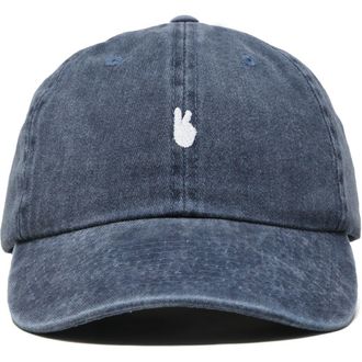 Dalix Lil Peace Sign Dad Cap in Washed Navy Blue at Nordstrom