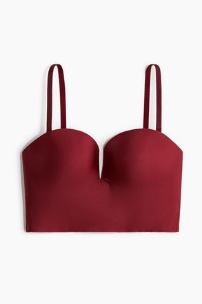 H&M Mikrofaser-Bustier mit wattierten Cups - Dunkelrot
