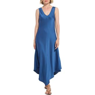 Lyss&eacute; Sakura Satin Handkerchief Maxi Dress in Palermo Blue at Nordstrom, Size X-Small