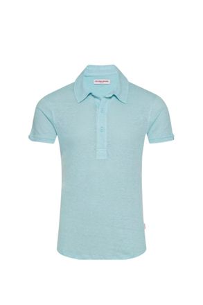 Orlebar Brown Mens Sebastian Linen Polo Shirt In Pool