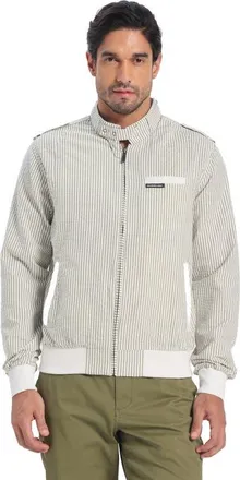 Members Only Mens Seersucker Iconic Racer Jacket in Grey at Nordstrom, Size Xx-Large