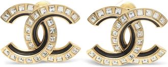 Chanel 1986-1988 Coco Mark oorbellen met stras - Goud