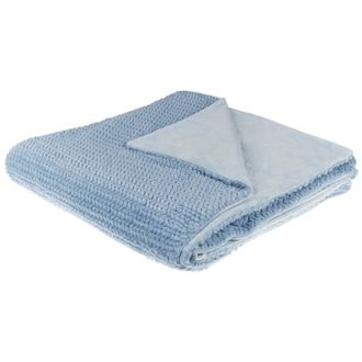 Beliani Beliani - Manta De Poli&eacute;ster Azul 200 X 220 Cm Colcha Cubrecama Pelo Suave Accesorio Bjas