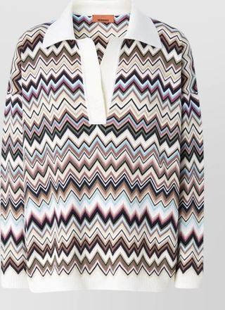 Missoni zigzag oversized v-neck long-sleeve polo jumper
