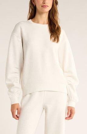 Zella Cozy Scuba Knit Crew Sweatshirt in Beige Ivory Heather at Nordstrom Rack, Size X-Large