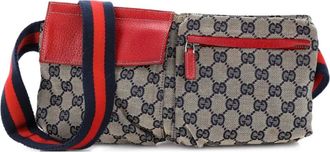 Gucci Vintage Double GG Canvas with Leather belt bag - Marrone