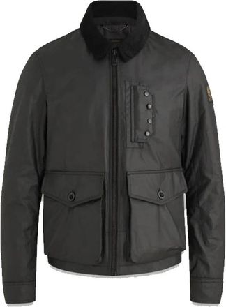 Belstaff Zwarte Range Jas met Schapenvacht Trim - Heren - Zomerjassen - Zwart - XL - Katoen - Jassen