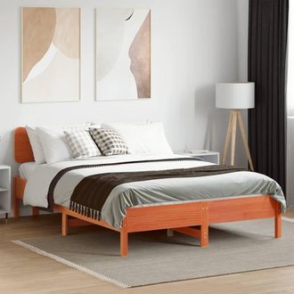 Berkfield Home Beautiful Bed Frame without Mattress Wax Brown 120x200 cm Solid W | Size: Small Double