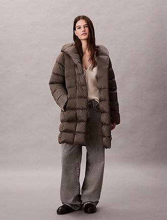 Calvin Klein Chaqueta de plumas cruzada con acabado brillante