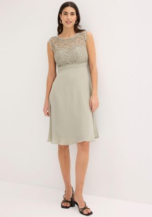 Bonprix Minikleid BONPRIX Minikleid mit Spitze, Damen, Gr. 40, N-Gr, gr&uuml;n (seegras), Obermaterial: 100% Polyester. Futter: 100% Polyester. Spitze: 100% Polyes