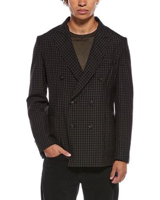 Brioni Wool & Silk-Blend Check Pattern Blazer
