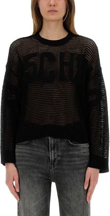 Moschino Mesh Shirt With Logo-Donna