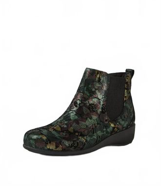 Ziera Womens Shanghai Xf Leather Chelsea Boots In Black & Forest Flower