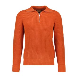 Mos Mosh MMGPorter Soft Quarter-Zip Knit - Heren - Coltruien - Oranje - L - Katoen - Truien & Vesten