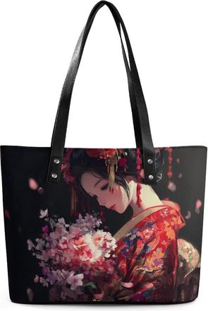 Generic Beautiful Japanese Geisha Tote Bags for Women Cute Shoulder Purses Handbags