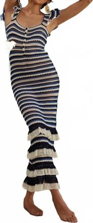 Carolina K Womens Striped Dress In Blue