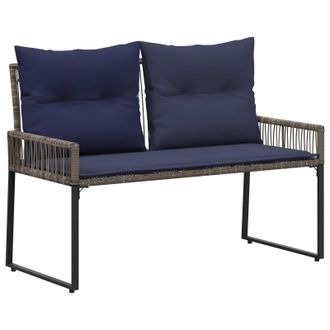 vidaXL Banco De Exterior 4 Pcs Gris Y Azul Marino Rat&aacute;n Sint&eacute;tico Vidaxl