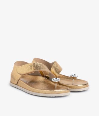 Pedro Garcia Crystal thong in black metallic leather | Duna | centenary |