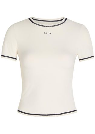 Tala Ultralite Active Logo Stretch-jersey T-shirt - Ivory - XL (UK16 / XL)