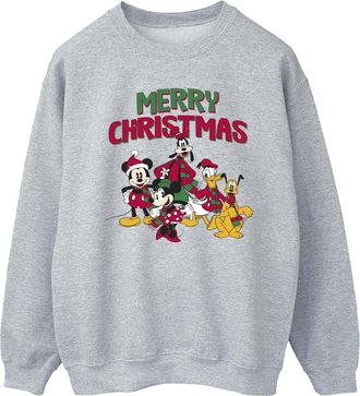 Disney Heren Mickey Mouse Vrolijk Kerstfeest Figuren Sweatshirt (Sportgrijs)