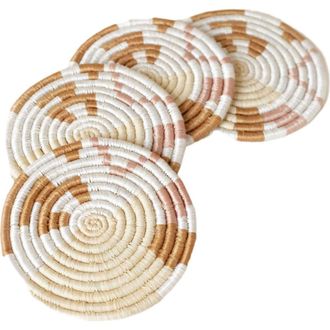 Indego Africa Mixed Abstract Form Set of 4 Coasters in White Mixed at Nordstrom