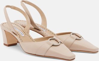 Manolo Blahnik Trixa leather slingback pumps