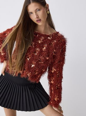 Twik Womens Sequined fuzzy sweater