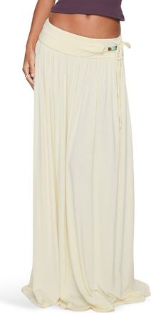 Princess Polly Velvet Storm Tie Detail Maxi Skirt in Cream at Nordstrom, Size 10