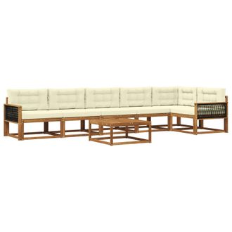 vidaXL Conjunto De Sof&aacute;s De Exterior Con Coj&iacute;n 7 Pcs Natural Y Crema Vidaxl