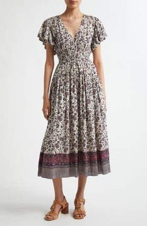 Ulla Johnson Lyria Floral Cotton Blend Midi Dress in Cosmos at Nordstrom Rack, Size 6