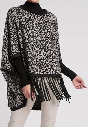 Tyler Böe Cheetah Poncho Sweater In Black
