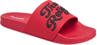 True Religion Drake Script Logo Pool Slide in Red at Nordstrom, Size 10