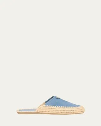 Prada Triangle Logo Suede Espadrille Mules