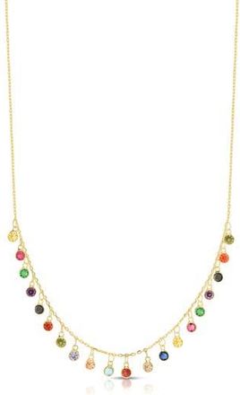 Sphera Milano Cubic Zirconia Charm Frontal Necklace in Gold/rainbow at Nordstrom Rack