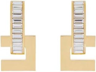 Elisabetta Franchi Accessoires, Dames, Geel, ONE Size, Oorbellen met strass en logo